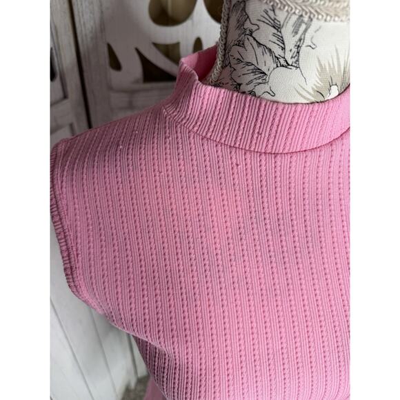 Vintage Pink Tank Top Casual Sleeveless 60s 70s Size Small GoGo - Picture 4 of 6